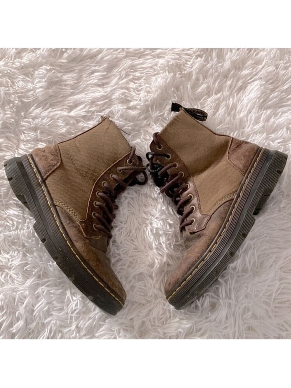 Dr Marten canvas and leather lace up boots